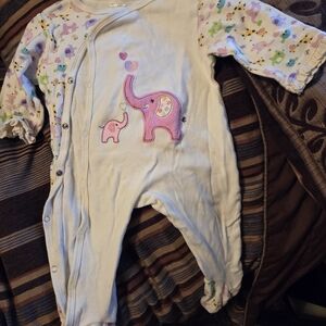 Cute White and Pink Elephant Kids Footie